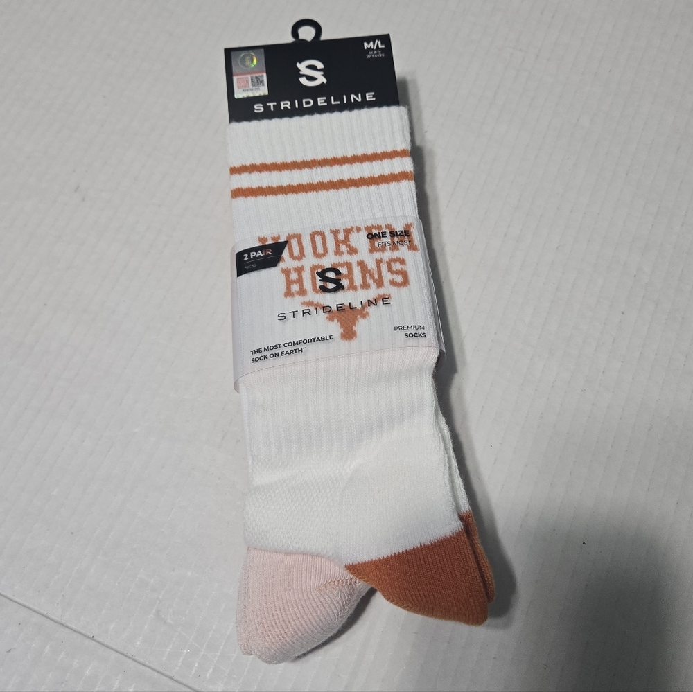 Set of 2 Warm Holiday Socks Texas Longhorn Fans Bevo Socks Hook Em OSFM  NEW - Picture 4 of 13